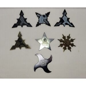 Vintage‎ 7pc Ninja Throwing Star Shuriken Lot ~ Collectible Martial Arts Decor